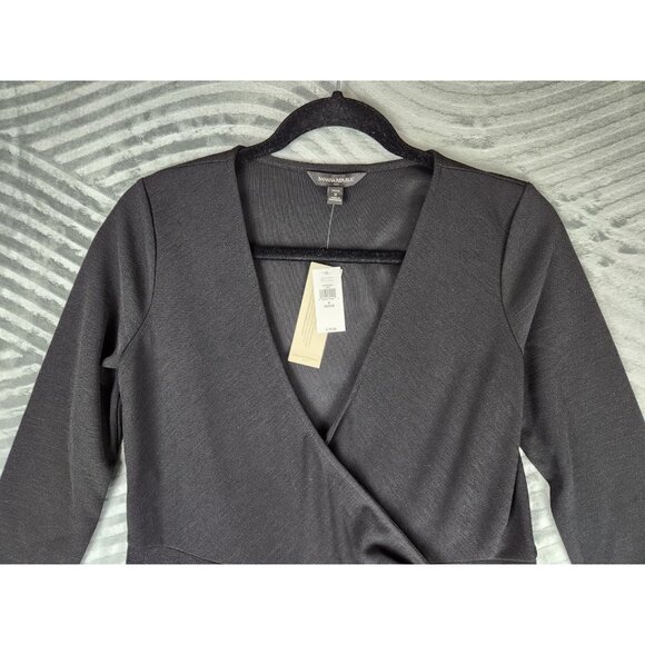 Banana Republic Wrap Dress Long Sleeve Knee Length Size S Petite Stretchy Black - Picture 2 of 14